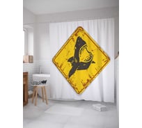 Штора (занавеска) для ванной JoyArty "Осторожно, акулы" из сатена, 180х200 см с крючками, sc_38025