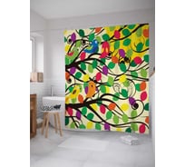Штора (занавеска) для ванной JoyArty "Птичий хор" из сатена, 180х200 см с крючками, sc_3835