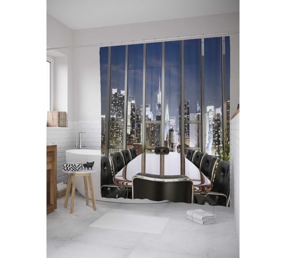 Штора (занавеска) для ванной JoyArty "Конференц Зал на веранде" из сатена, 180х200 см с крючками, sc_34825 1