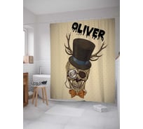Штора (занавеска) для ванной JoyArty "Опасный оливер" из сатена, 180х200 см с крючками, sc_3974oliver