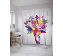 Штора (занавеска) для ванной JoyArty "Разноцветный лотос" из сатена, 180х200 см с крючками, sc_35487