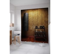 Штора (занавеска) для ванной JoyArty "Фитнес зал" из сатена, 180х200 см с крючками, sc_36941