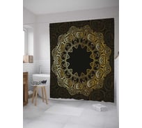 Штора (занавеска) для ванной JoyArty "Этническая мандала" из сатена, 180х200 см с крючками, sc_33849