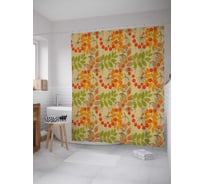 Штора (занавеска) для ванной JoyArty "Рябиновый паттерн" из сатена, 180х200 см с крючками, sc_38410