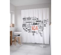 Штора (занавеска) для ванной JoyArty "Штаты Америки" из сатена, 180х200 см с крючками, sc_38058