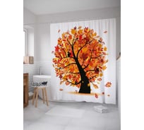 Штора (занавеска) для ванной JoyArty "Дерево шар" из сатена, 180х200 см с крючками, sc_37691