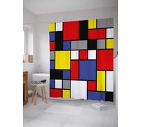Штора (занавеска) для ванной JoyArty "Геометрия цветных прямоугольников" из сатена, 180х200 см с крючками, sc_38416