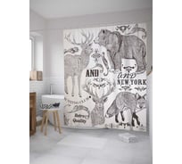 Штора (занавеска) для ванной JoyArty "Клуб охотников" из сатена, 180х200 см с крючками, sc_35750