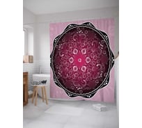 Штора (занавеска) для ванной JoyArty "Винтажная мандала" из сатена, 180х200 см с крючками, sc_36888