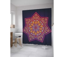 Штора (занавеска) для ванной JoyArty "Многоугольная мандала" из сатена, 180х200 см с крючками, sc_35450