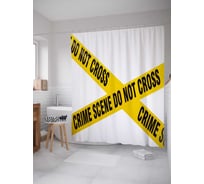 Штора (занавеска) для ванной JoyArty "Место преступления, не входить" из сатена, 180х200 см с крючками, sc_38281