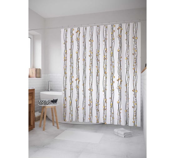 Штора (занавеска) для ванной JoyArty "Линии сердец" из сатена, 180х200 см с крючками, sc_33817 1