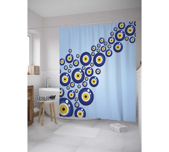 Штора (занавеска) для ванной JoyArty "Поток энергии" из сатена, 180х200 см с крючками, sc_35428 1