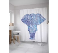 Штора (занавеска) для ванной JoyArty "Священный слон Мбату" из сатена, 180х200 см с крючками, sc_35399