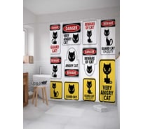 Штора (занавеска) для ванной JoyArty "Очень голодный кот" из сатена, 180х200 см с крючками, sc_38580