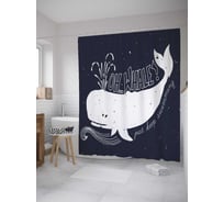 Штора (занавеска) для ванной JoyArty "Просто продолжай плавать" из сатена, 180х200 см с крючками, sc_33573