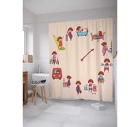 Штора (занавеска) для ванной JoyArty "Распорядок дня" из сатена, 180х200 см sc_378448