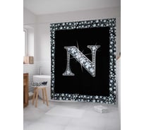Штора (занавеска) для ванной JoyArty "Буква N" из сатена, 180х200 см с крючками, sc_3470n