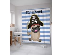 Штора (занавеска) для ванной JoyArty "Пес-пират" из сатена, 180х200 см с крючками, sc_38196