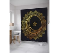 Штора (занавеска) для ванной JoyArty "Мандала противоположностей" из сатена, 180х200 см с крючками, sc_33853