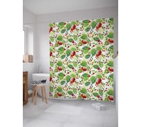 Штора (занавеска) для ванной JoyArty "Рябиновые ягоды" из сатена, 180х200 см с крючками, sc_38372