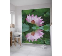 Штора (занавеска) для ванной JoyArty "Отражение лотоса" из сатена, 180х200 см с крючками, sc_35488