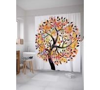 Штора (занавеска) для ванной JoyArty "Одинокое дерево" из сатена, 180х200 см с крючками, sc_3403