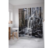 Штора (занавеска) для ванной JoyArty "Водопадное искусство" из сатена, 180х200 см с крючками, sc_4142