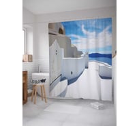 Штора (занавеска) для ванной JoyArty "Курортный дом" из сатена, 180х200 см с крючками, sc_34975