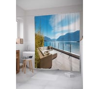 Штора (занавеска) для ванной JoyArty "Отдых на террасе" из сатена, 180х200 см с крючками, sc_34982