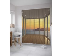 Штора (занавеска) для ванной JoyArty "Панорамная веранда" из сатена, 180х200 см с крючками, sc_34855