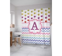 Штора (занавеска) для ванной JoyArty "Зигзаги и горошки" из сатена, 180х200 см с крючками, sc_5432