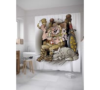 Штора (занавеска) для ванной JoyArty "Король-разгильдяй" из сатена, 180х200 см с крючками, sc_34987