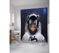 Штора (занавеска) для ванной JoyArty "Питомец в космосе" из сатена, 180х200 см с крючками, sc_33500