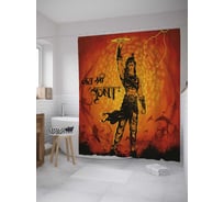 Штора (занавеска) для ванной JoyArty "Силуэт воина" из сатена, 180х200 см с крючками, sc_33900