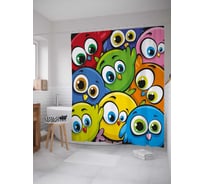 Штора (занавеска) для ванной JoyArty "Компьютерные птички" из сатена, 180х200 см с крючками, sc_38587