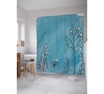 Штора (занавеска) для ванной JoyArty "Нарисованные растения" из сатена, 180х200 см sc_381317