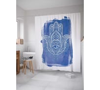 Штора (занавеска) для ванной JoyArty "Хамса на полотне" из сатена, 180х200 см с крючками, sc_38625