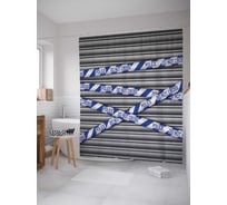 Штора (занавеска) для ванной JoyArty "Работает полиция, не входить" из сатена, 180х200 см с крючками, sc_38279