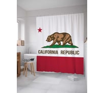 Штора (занавеска) для ванной JoyArty "Флаг Калифорнии" из сатена, 180х200 см с крючками, sc_5296