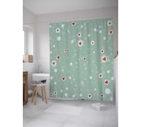 Штора (занавеска) для ванной JoyArty "Парящие сердца" из сатена, 180х200 см с крючками, sc_33750