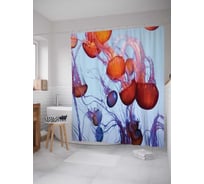 Штора (занавеска) для ванной JoyArty "Море медуз" из сатена, 180х200 см с крючками, sc_3522