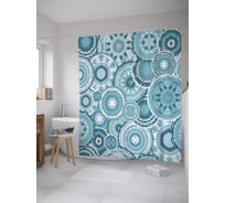 Штора (занавеска) для ванной JoyArty "Цветочные диски" из сатена, 180х200 см с крючками, sc_33754