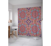 Штора (занавеска) для ванной JoyArty "Современный этнический орнамент" из сатена, 180х200 см с крючками, sc_36875