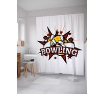 Штора (занавеска) для ванной JoyArty "Боулинг" из сатена, 180х200 см с крючками, sc_38143