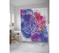 Штора (занавеска) для ванной JoyArty "Контурный лотос" из сатена, 180х200 см с крючками, sc_35485