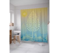 Штора (занавеска) для ванной JoyArty "Дерево наив" из сатена, 180х200 см с крючками, sc_38427
