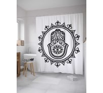 Штора (занавеска) для ванной JoyArty "Хамса в рамке" из сатена, 180х200 см с крючками, sc_35433