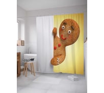Штора (занавеска) для ванной JoyArty "Любопытный человечек" из сатена, 180х200 см с крючками, sc_38360