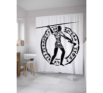 Штора (занавеска) для ванной JoyArty "Древняя охота" из сатена, 180х200 см с крючками, sc_35774